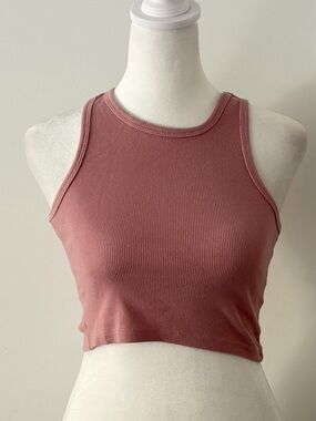 SWS Essentials Ribbed Cropped Tank Top - Dusty Rose